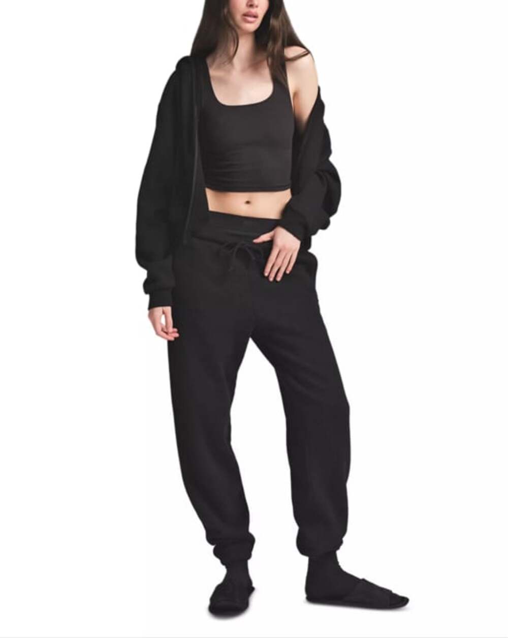 Skims Cotton Fleece Classic Jogger onyx black XS sweatpants lounge streetwear